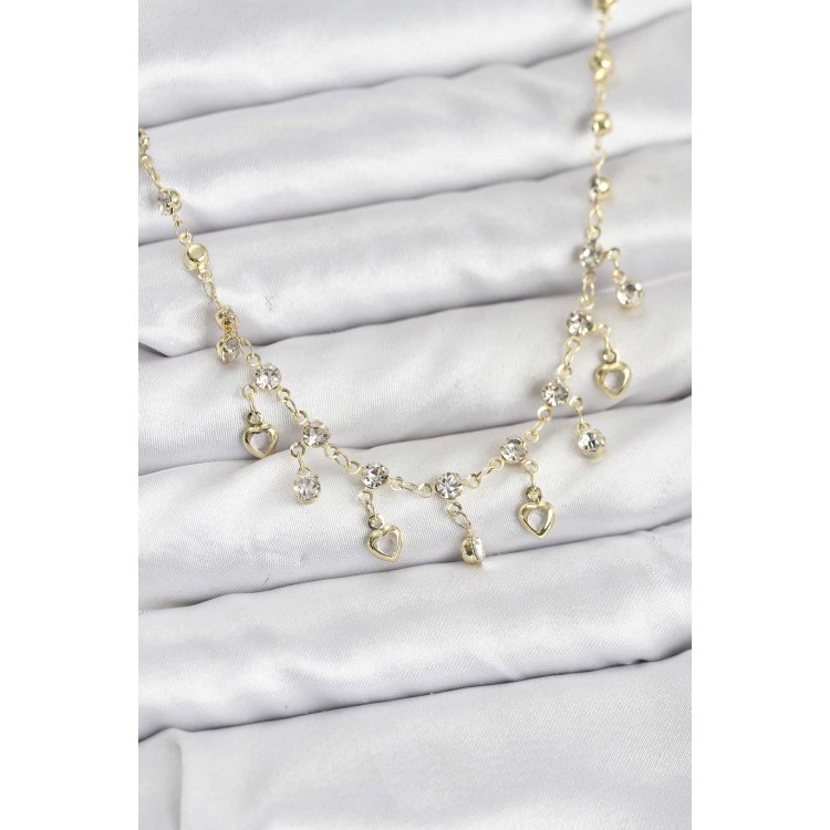 316L Steel Chain Gold Color Zircon Stone Women's Necklace - TJ-BKO10785