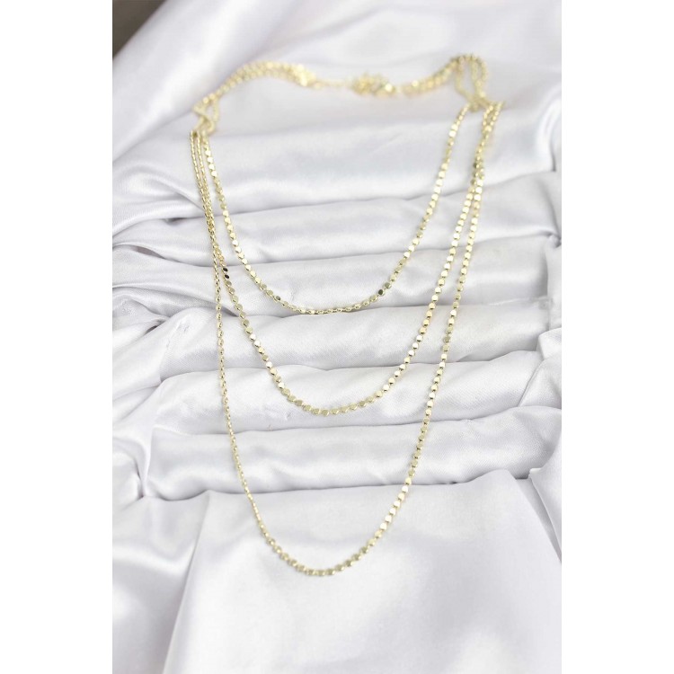 316L Steel Chain Gold Color Crushed Chain Model 3-Piece Women's Necklace - TJ-BKO10789