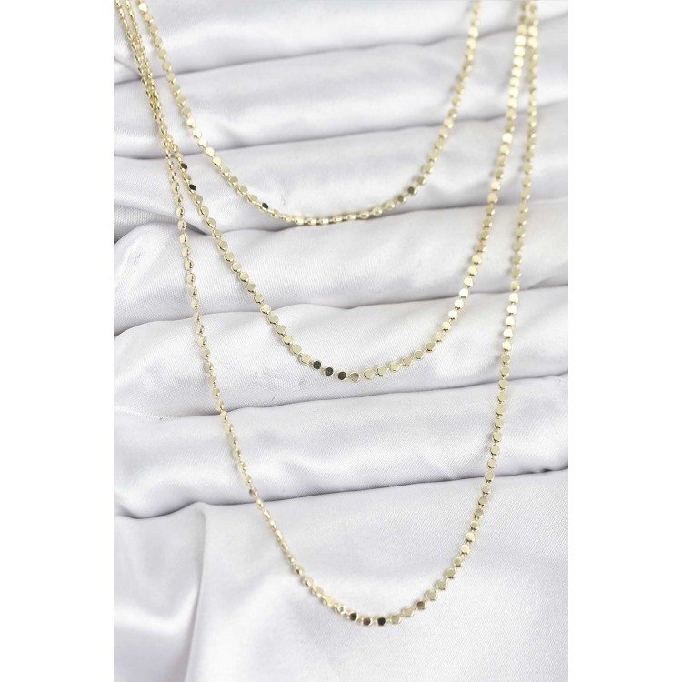 316L Steel Chain Gold Color Crushed Chain Model 3-Piece Women's Necklace - TJ-BKO10789
