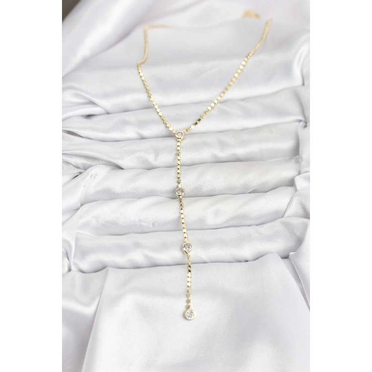 316L Steel Gold Color Crushed Chain Model Y Women's Necklace - TJ-BKO10790