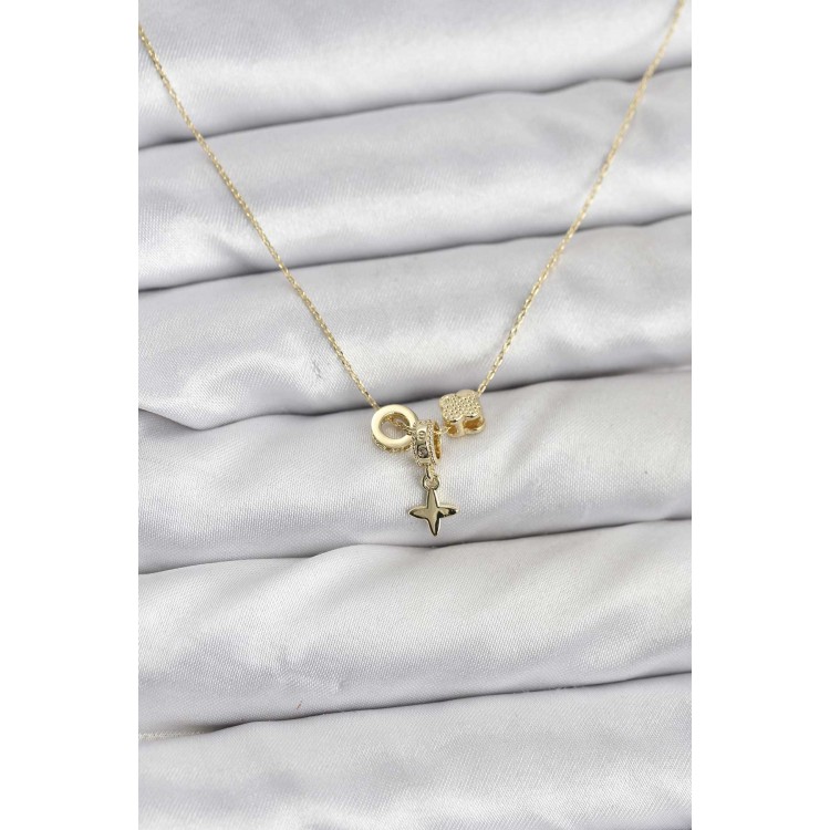 Gold-Colored Brass Minimalist Charm Necklace for Women - TJ-BKO10794