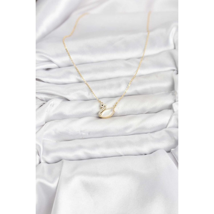 Gold-Colored Swan-Shaped Women's Necklace - TJ-BKO10798