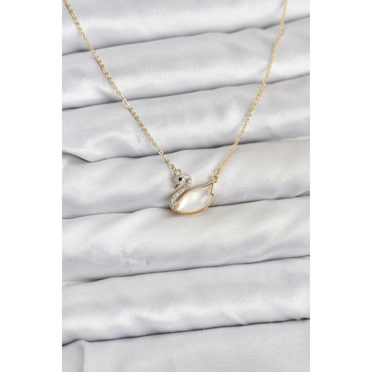 Gold-Colored Swan-Shaped Women's Necklace - TJ-BKO10798 Gold-Colored Swan-Shaped Women's Necklace - TJ-BKO10798