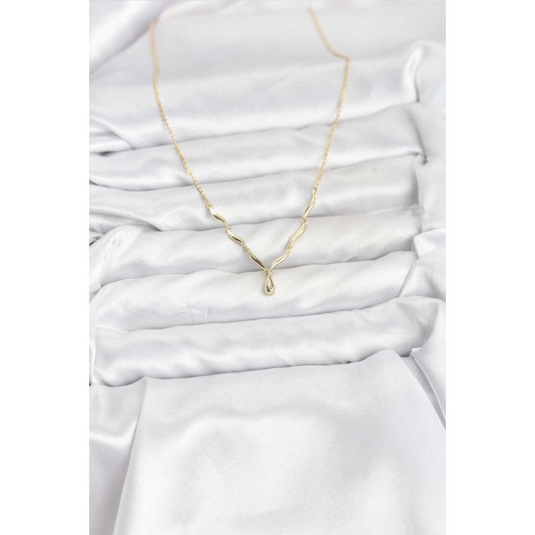 Gold-Colored Rice Drop Model Women's Necklace - TJ-BKO10800