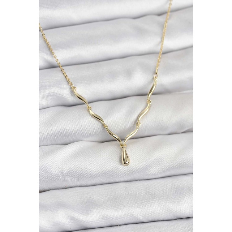 Gold-Colored Rice Drop Model Women's Necklace - TJ-BKO10800