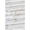 Gold-Colored Clover Model 2-Piece Women's Necklace - TJ-BKO10801