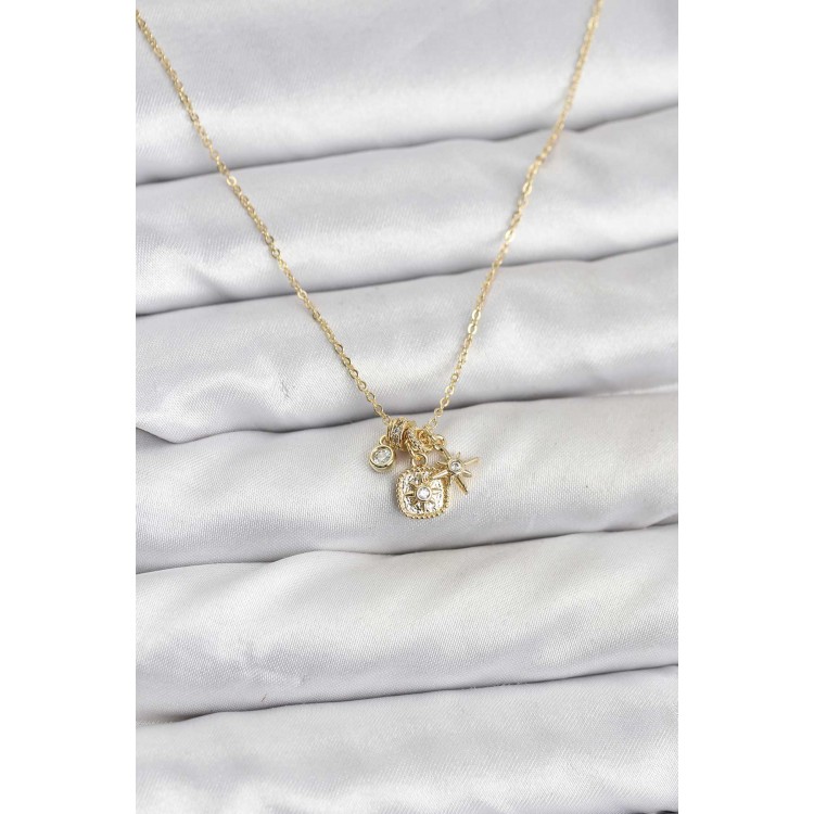Gold-Colored Minimalist Charm Women's Necklace - TJ-BKO10803 Gold-Colored Minimalist Charm Women's Necklace - TJ-BKO10803