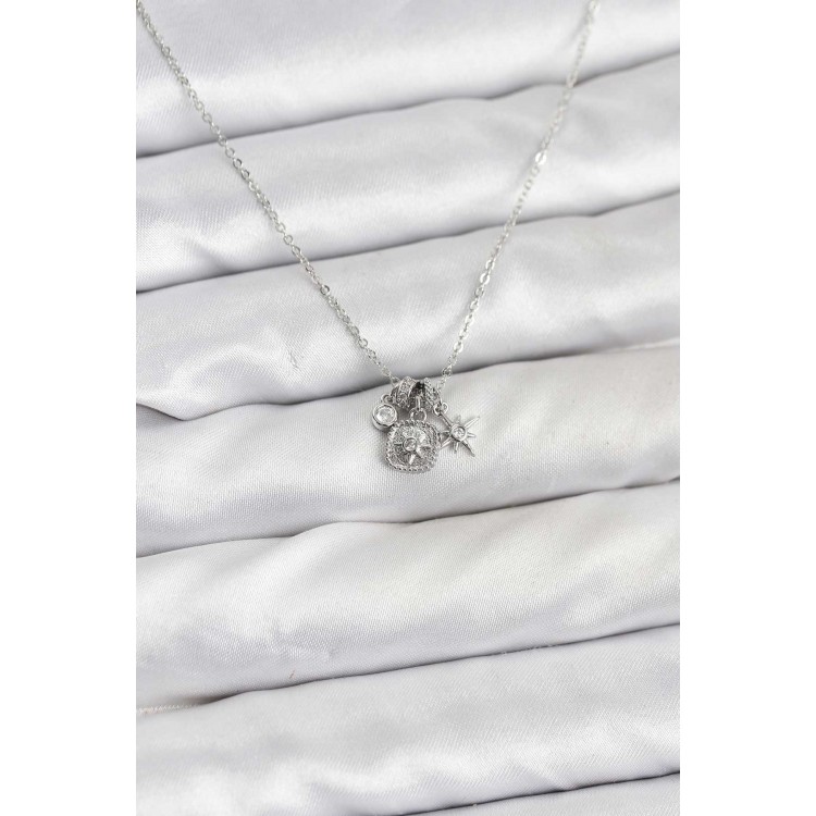 Rice Silver Color Minimal Charm Women's Necklace - TJ-BKO10804 Rice Silver Color Minimal Charm Women's Necklace - TJ-BKO10804