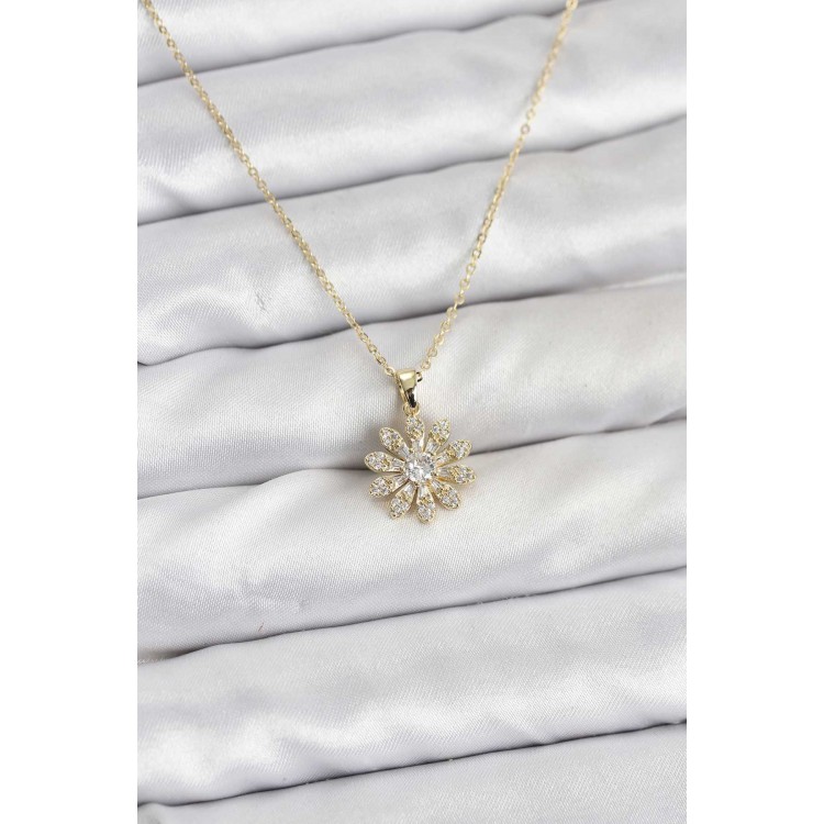 Gold-Tone Flower Design Women's Necklace - TJ-BKO10805