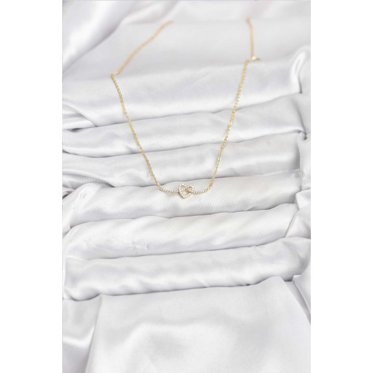 Gold-Colored Rice Knot Heart-Shaped Women's Necklace - TJ-BKO10807