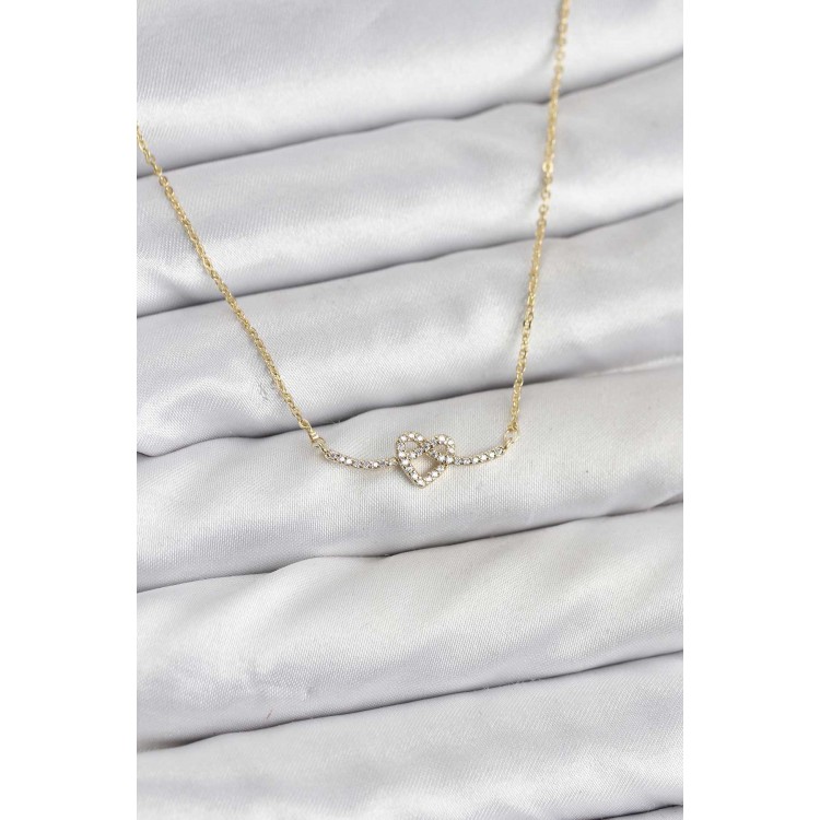 Gold-Colored Rice Knot Heart-Shaped Women's Necklace - TJ-BKO10807