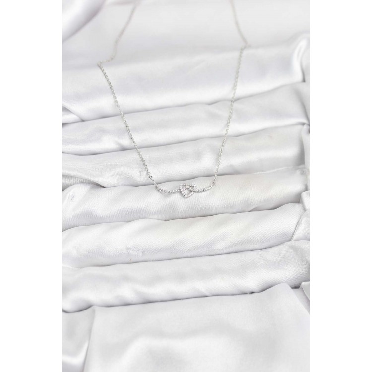 Silver-Colored Rice Knot Heart-Shaped Women's Necklace - TJ-BKO10808