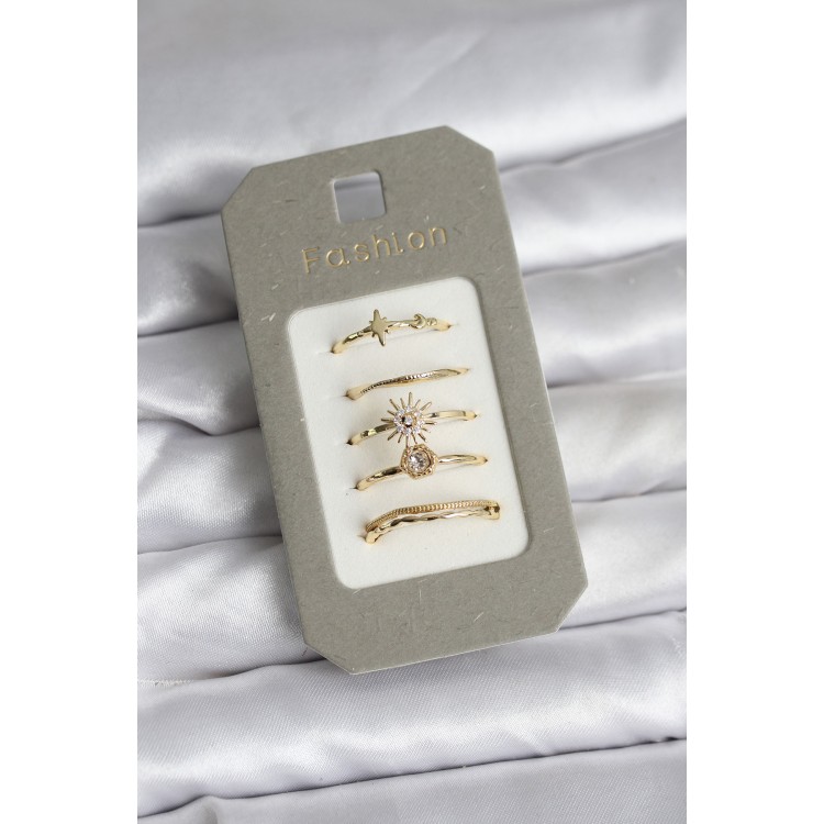 Gold Color 5-Piece Ring Set - TJ-BYK3922 Gold Color 5-Piece Ring Set - TJ-BYK3922