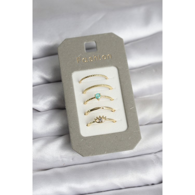 Gold Color 5-Piece Ring Set - TJ-BYK3923 Gold Color 5-Piece Ring Set - TJ-BYK3923