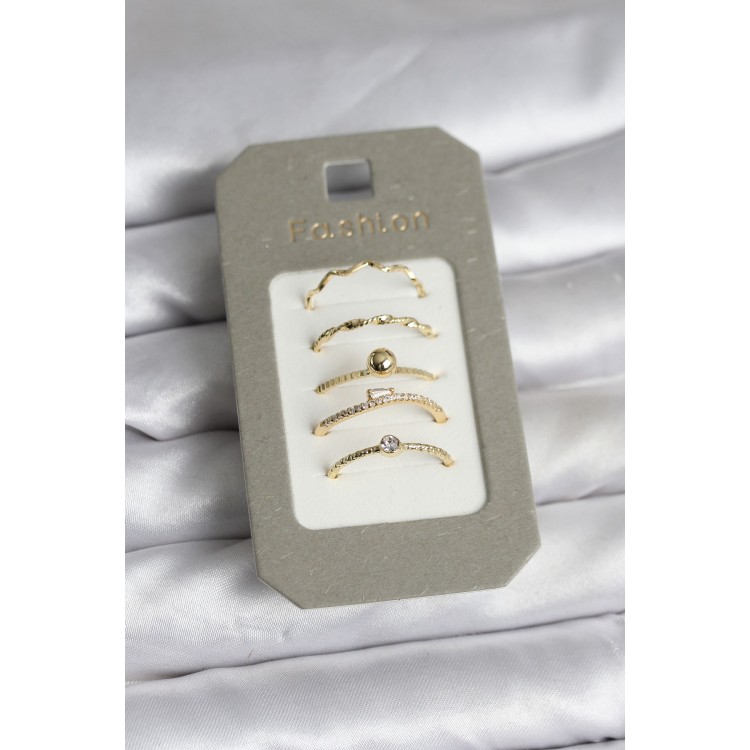 Gold Color 5-Piece Ring Set - TJ-BYK3924 Gold Color 5-Piece Ring Set - TJ-BYK3924