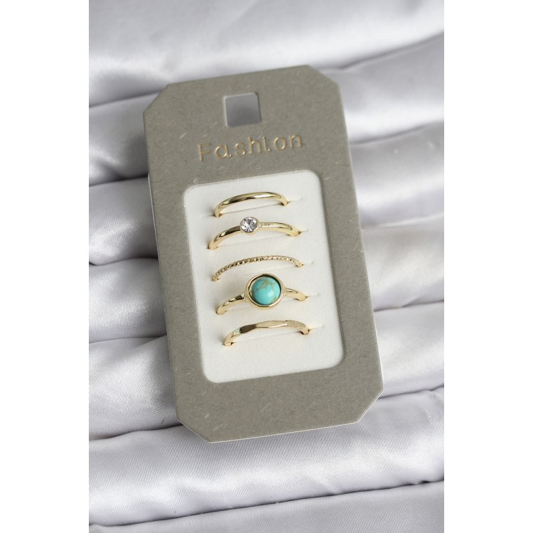 Gold Color 5-Piece Ring Set - TJ-BYK3925 Gold Color 5-Piece Ring Set - TJ-BYK3925