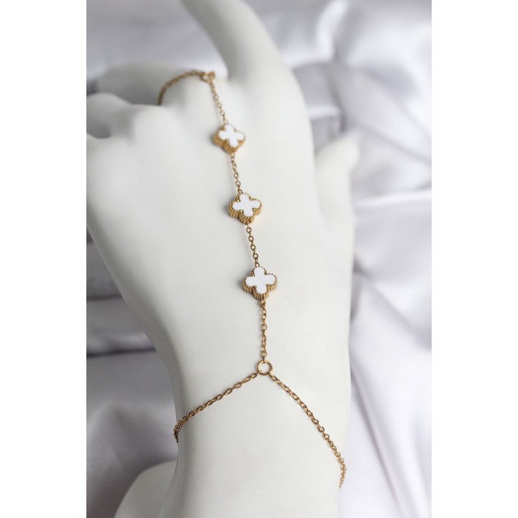 316L Steel Gold Color White Clover Model Women's Shahmeran - TJ-SN734 316L Steel Gold Color White Clover Model Women's Shahmeran - TJ-SN734