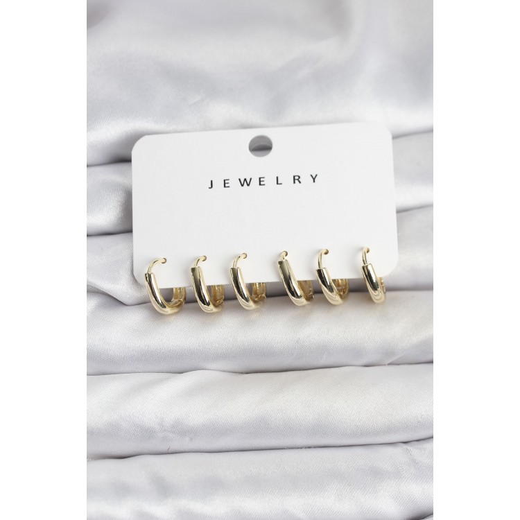 Gold-Colored Brass Hoop Earrings Set for Women - TJ-BKP11483 Gold-Colored Brass Hoop Earrings Set for Women - TJ-BKP11483