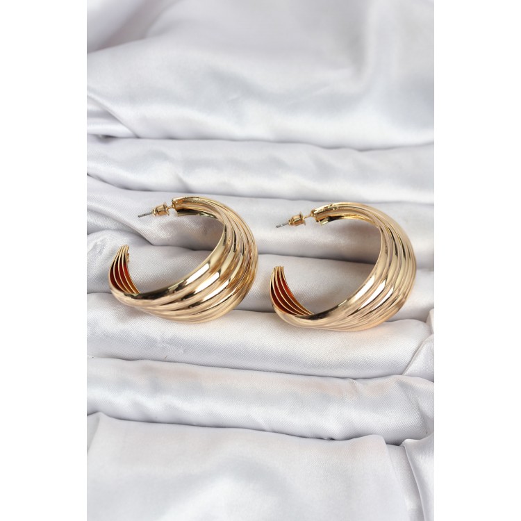 316L Steel Gold Color Half Hoop Model Women's Earrings - TJ-BKP11502