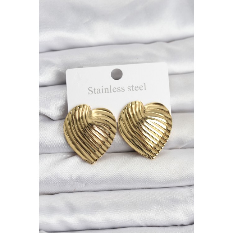 316L Steel Gold Color Heart Model Women's Earrings - TJ-BKP11505