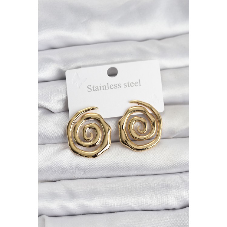 316L Steel Gold Color Coiled Model Women's Earrings - TJ-BKP11506 316L Steel Gold Color Coiled Model Women's Earrings - TJ-BKP11506