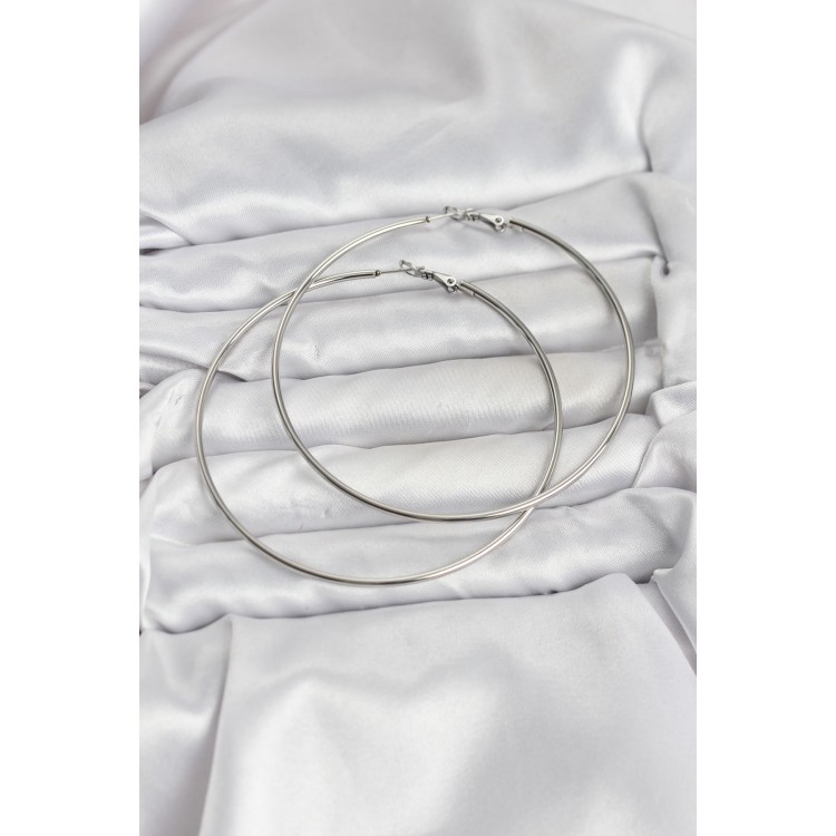 316L Stainless Steel Silver Color 75 mm Hoop Earrings - TJ-BKP11509 316L Stainless Steel Silver Color 75 mm Hoop Earrings - TJ-BKP11509