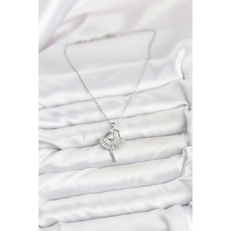 316L Stainless Steel Silver Color Ballerina Model Women's Necklace - TJ-BKO10811