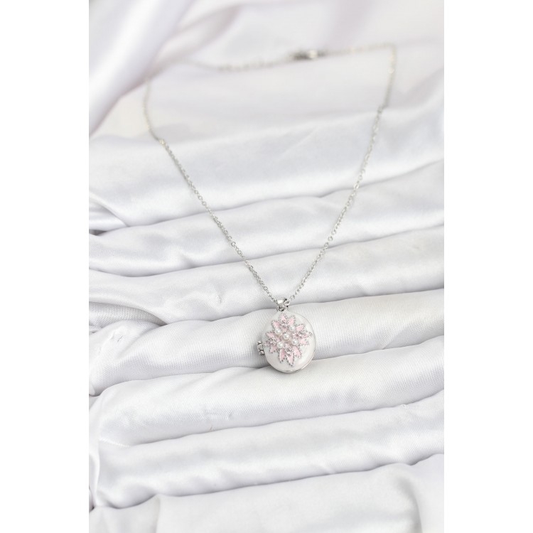 316L Stainless Steel Silver Pink Lotus Model Women's Earrings - TJ-BKO10812