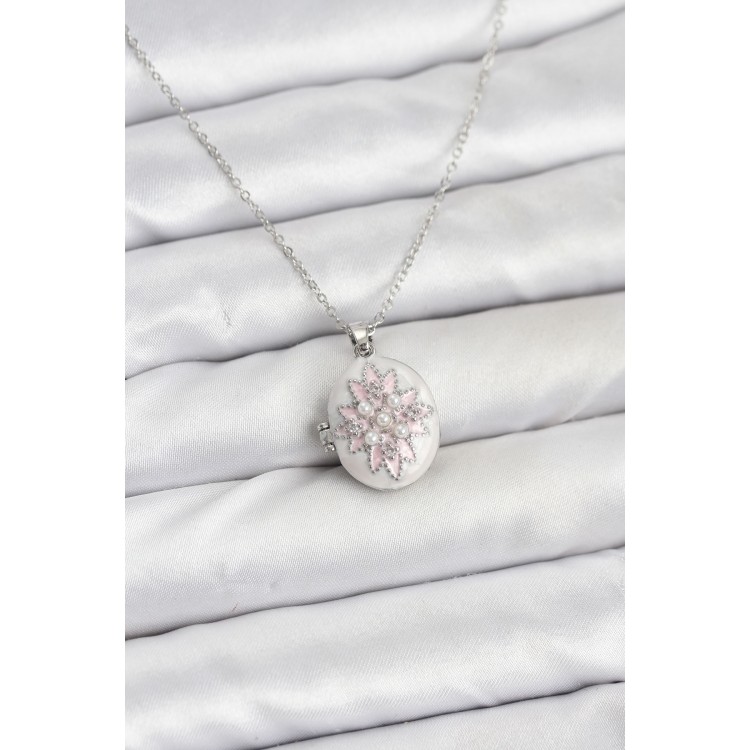 316L Stainless Steel Silver Pink Lotus Model Women's Earrings - TJ-BKO10812 316L Stainless Steel Silver Pink Lotus Model Women's Earrings - TJ-BKO10812