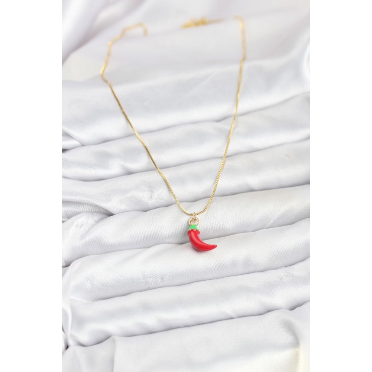 Gold-Plated Red Bell Pepper Model Women's Necklace - TJ-BKO10813