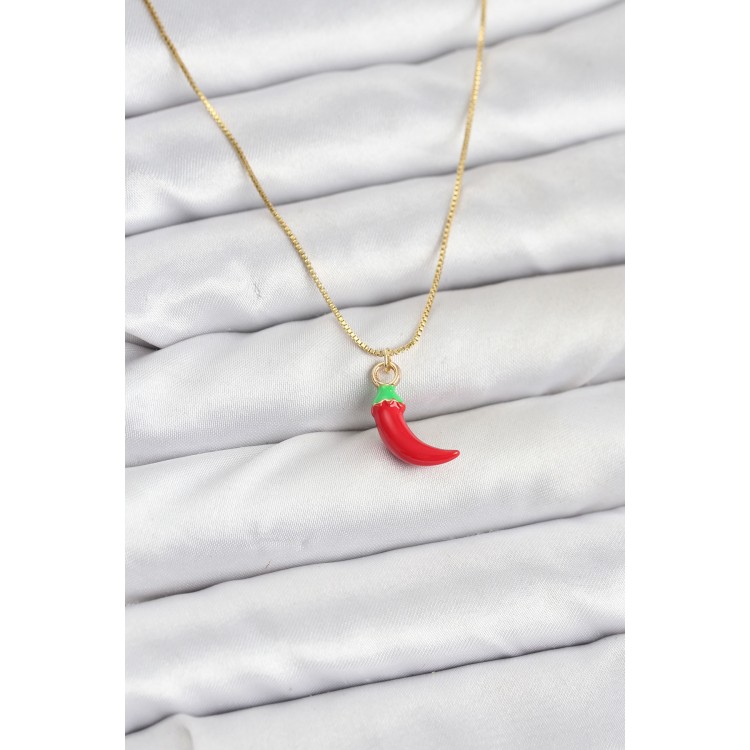 Gold-Plated Red Bell Pepper Model Women's Necklace - TJ-BKO10813 Gold-Plated Red Bell Pepper Model Women's Necklace - TJ-BKO10813
