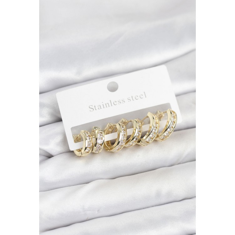 316L Steel Gold-Colored Waterway Hoop Earring Set - TJ-BKP11522 316L Steel Gold-Colored Waterway Hoop Earring Set - TJ-BKP11522