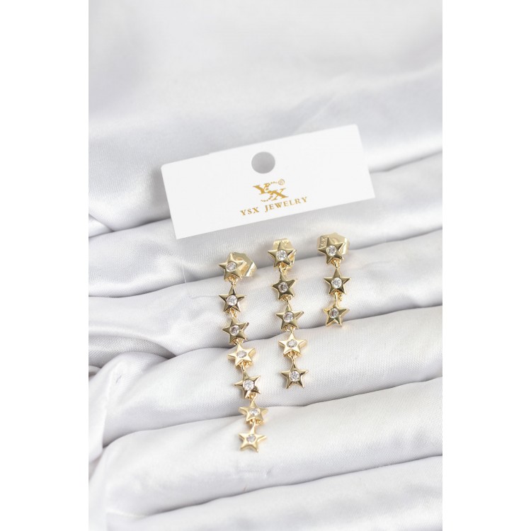 Gold-Colored Star Model YSX Trio Earring Set - TJ-BKP11554 Gold-Colored Star Model YSX Trio Earring Set - TJ-BKP11554