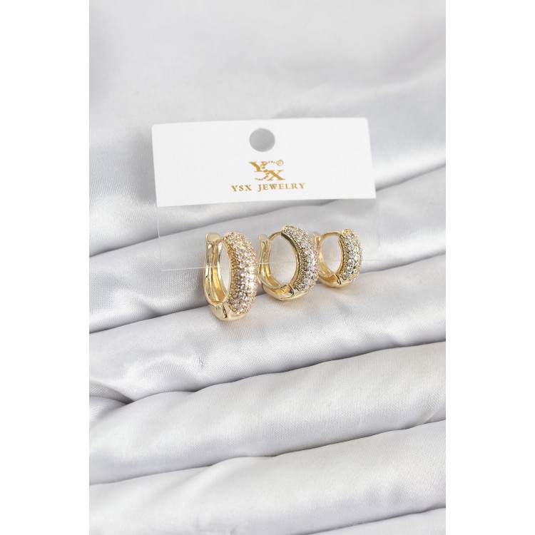 Gold-Colored Zircon Stone Ring Model YSX Trio Earring Set - TJ-BKP11558 Gold-Colored Zircon Stone Ring Model YSX Trio Earring Set - TJ-BKP11558