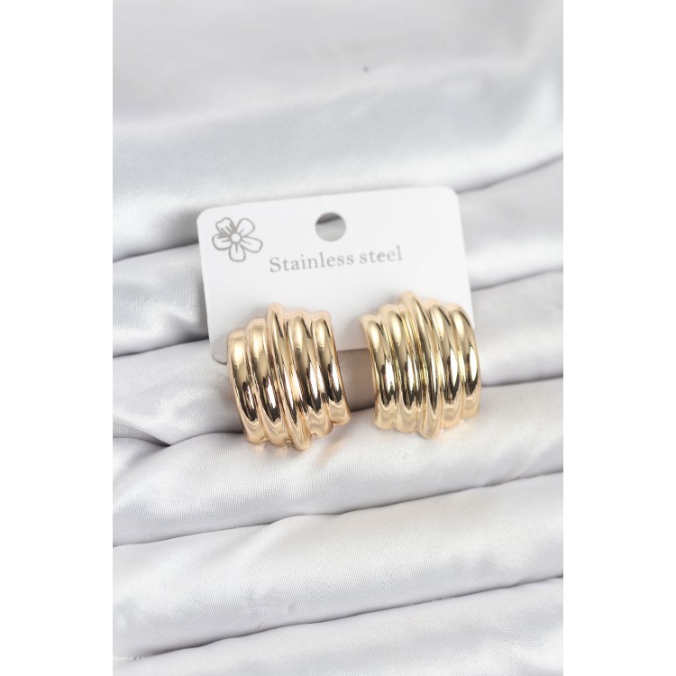 Vintage Model 316L Steel Gold Color Women's Earrings - TJ-BKP11579 Vintage Model 316L Steel Gold Color Women's Earrings - TJ-BKP11579