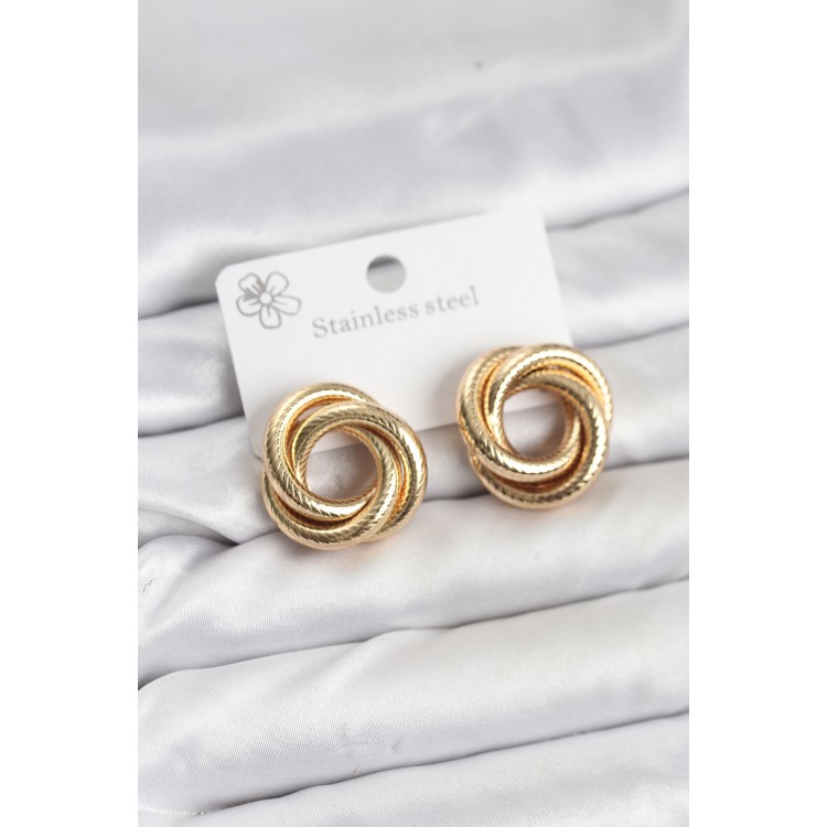 316L Steel Gold-Colored Laser-Engraved Coiled Hoop Earrings for Women - TJ-BKP11582 316L Steel Gold-Colored Laser-Engraved Coiled Hoop Earrings for Women - TJ-BKP11582