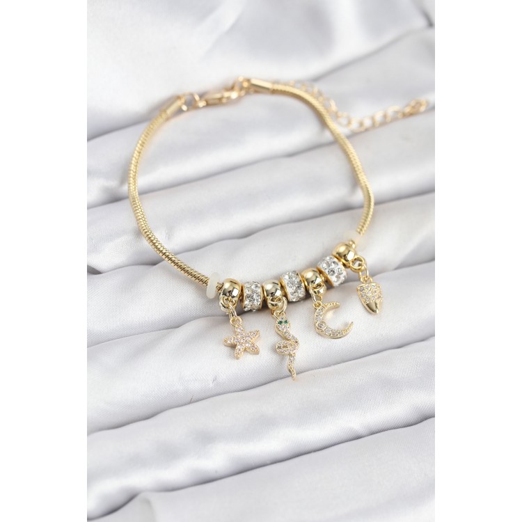 Gold-Colored Snake Charm Women's Bracelet - TJ-BB8183 Gold-Colored Snake Charm Women's Bracelet - TJ-BB8183