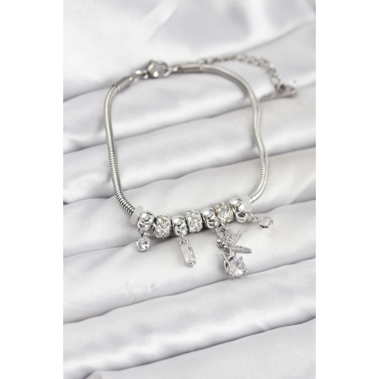 Silver-Tone Tinkerbell Charm Women's Bracelet - TJ-BB8188