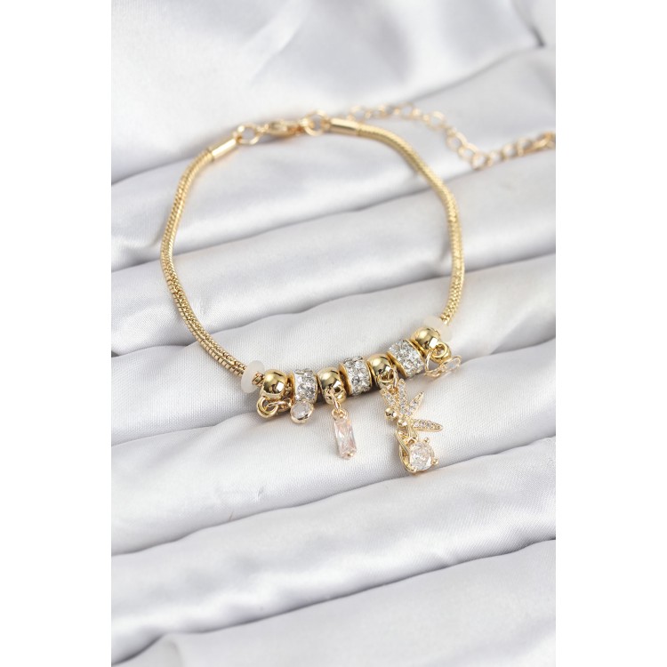 Gold-Colored Tinkerbell Charm Women's Bracelet - TJ-BB8189 Gold-Colored Tinkerbell Charm Women's Bracelet - TJ-BB8189