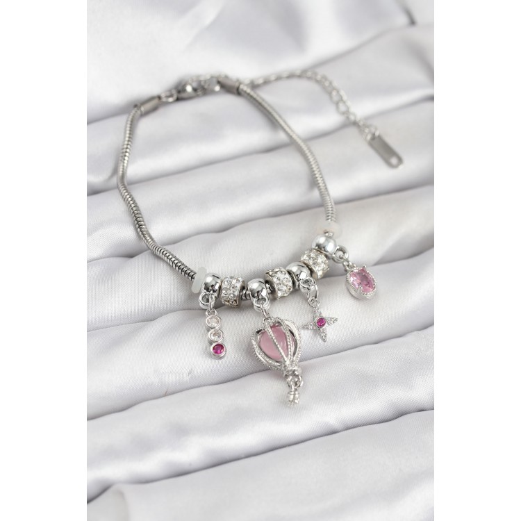 Rice Silver Color Flying Balloon Charm Women's Bracelet - TJ-BB8196 Rice Silver Color Flying Balloon Charm Women's Bracelet - TJ-BB8196