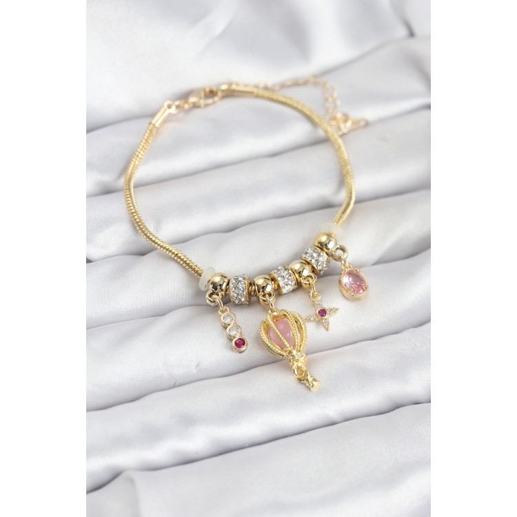 Gold-Colored Flying Balloon Charm Women's Bracelet - TJ-BB8197 Gold-Colored Flying Balloon Charm Women's Bracelet - TJ-BB8197