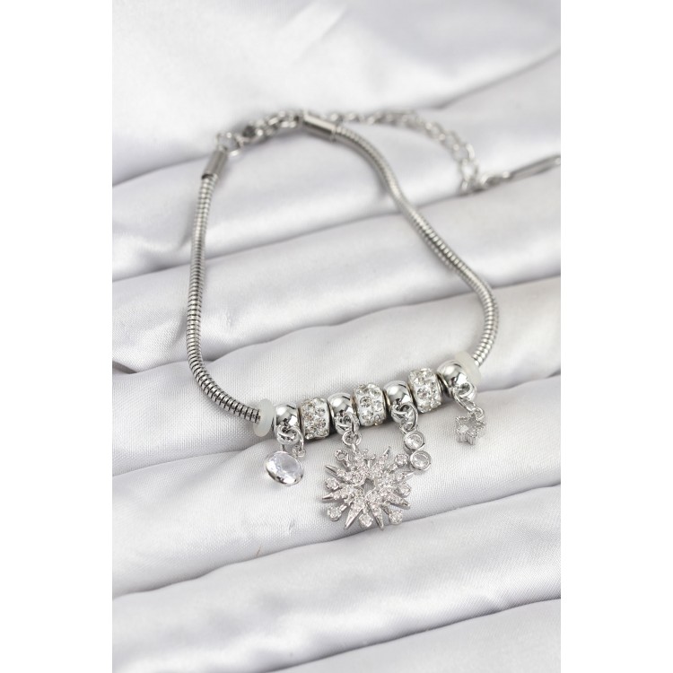 North Star Model Charm Silver-Colored Women's Bracelet - TJ-BB8214