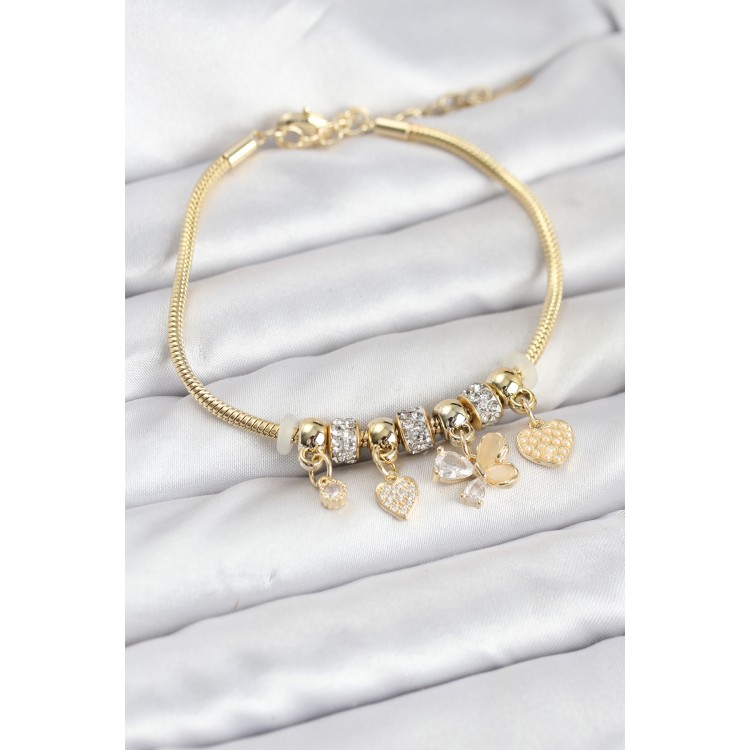 Butterfly Charm Gold Color Women's Bracelet - TJ-BB8219 Butterfly Charm Gold Color Women's Bracelet - TJ-BB8219