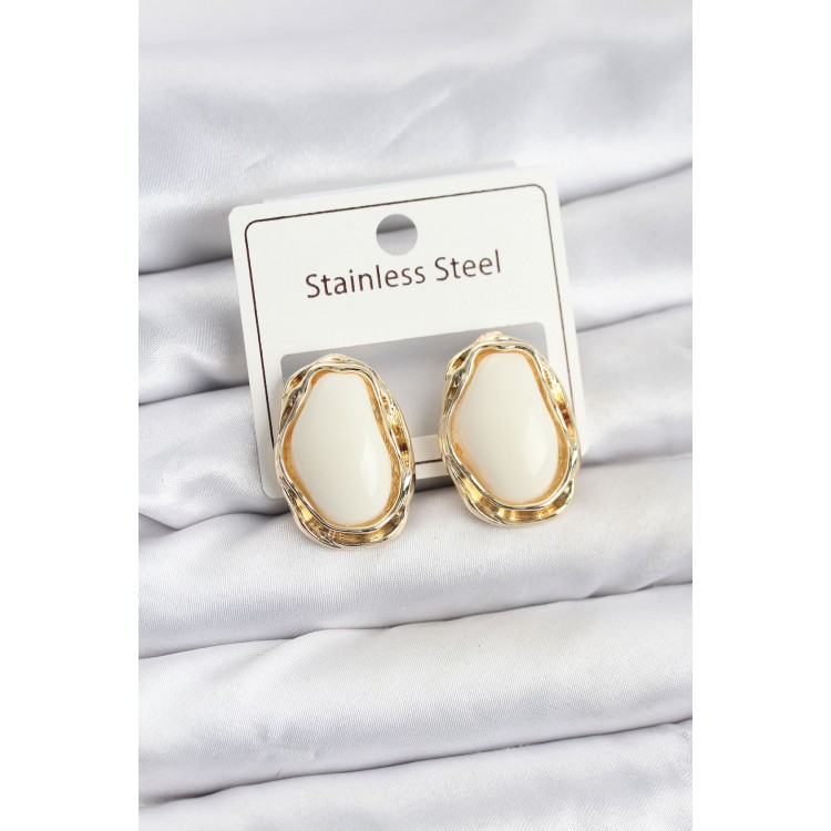 White Drop Model Brass Vintage Women's Earrings - TJ-BKP11610 White Drop Model Brass Vintage Women's Earrings - TJ-BKP11610