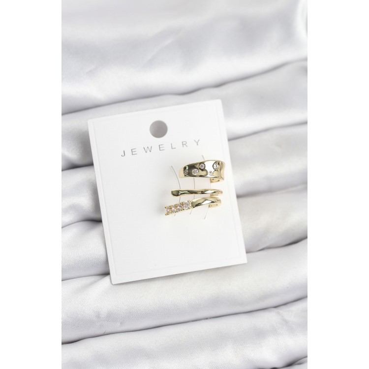 Gold-Colored Zircon Stone Brass Cartilage Earring - TJ-BKP11613