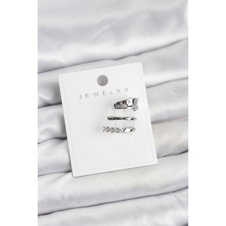 Silver-Colored Zircon Stone Brass Cartilage Earring - TJ-BKP11614