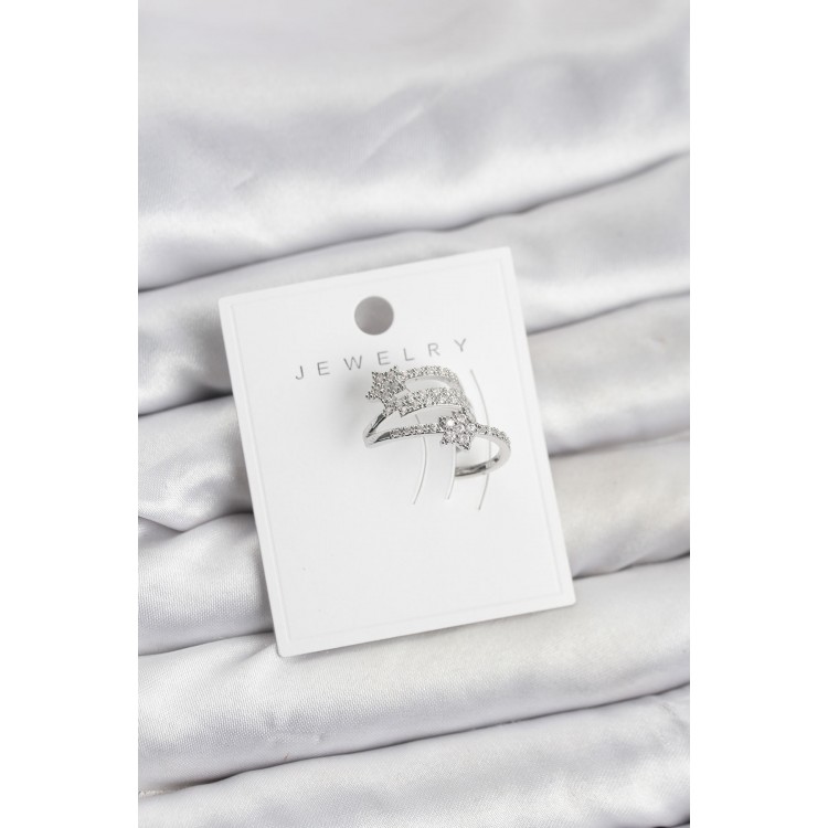 Silver-Colored Zircon Stone Star Design Cartilage Earcuff Earrings - TJ-BKP11616