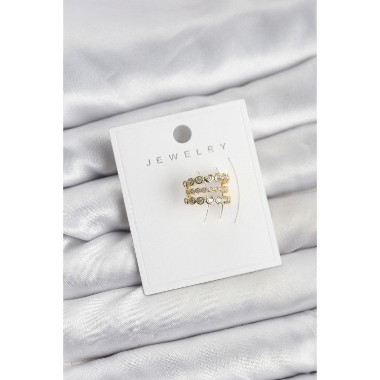 Gold-Colored Zircon Stone Brass Cartilage Earcuff Earring - TJ-BKP11617