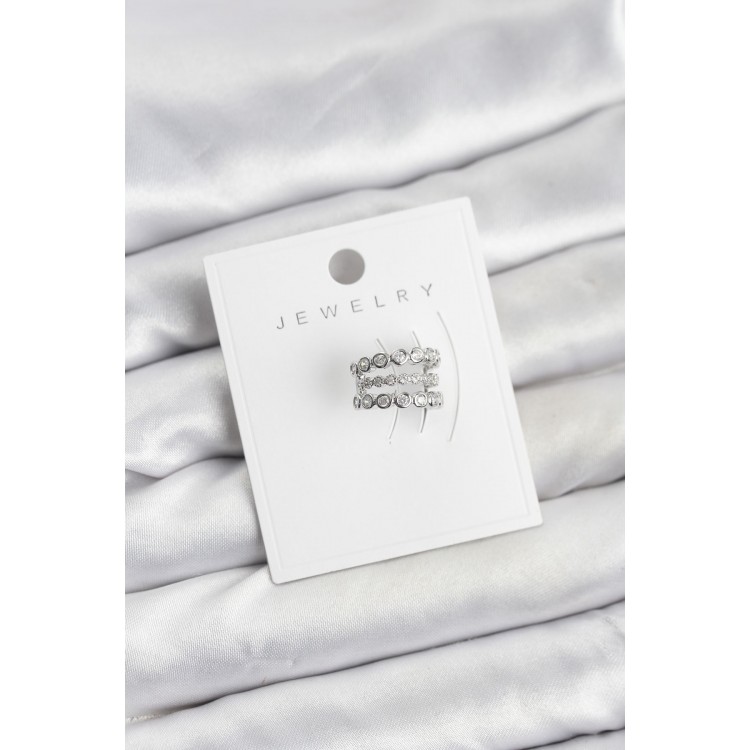 Silver-Colored Zircon Stone Brass Cartilage Earcuff Earrings - TJ-BKP11618