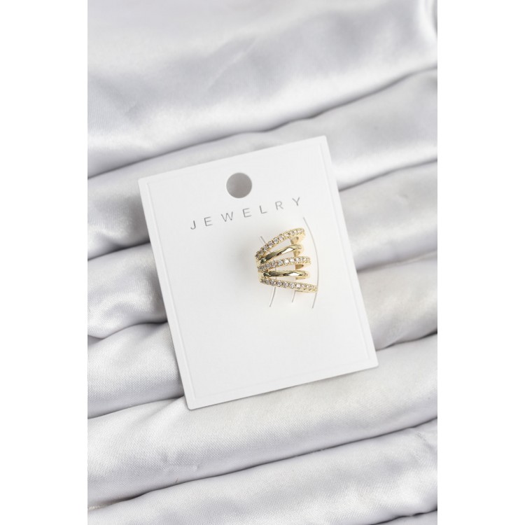 Gold-Colored Brass Zircon Stone Cartilage Earcuff Earring - TJ-BKP11619